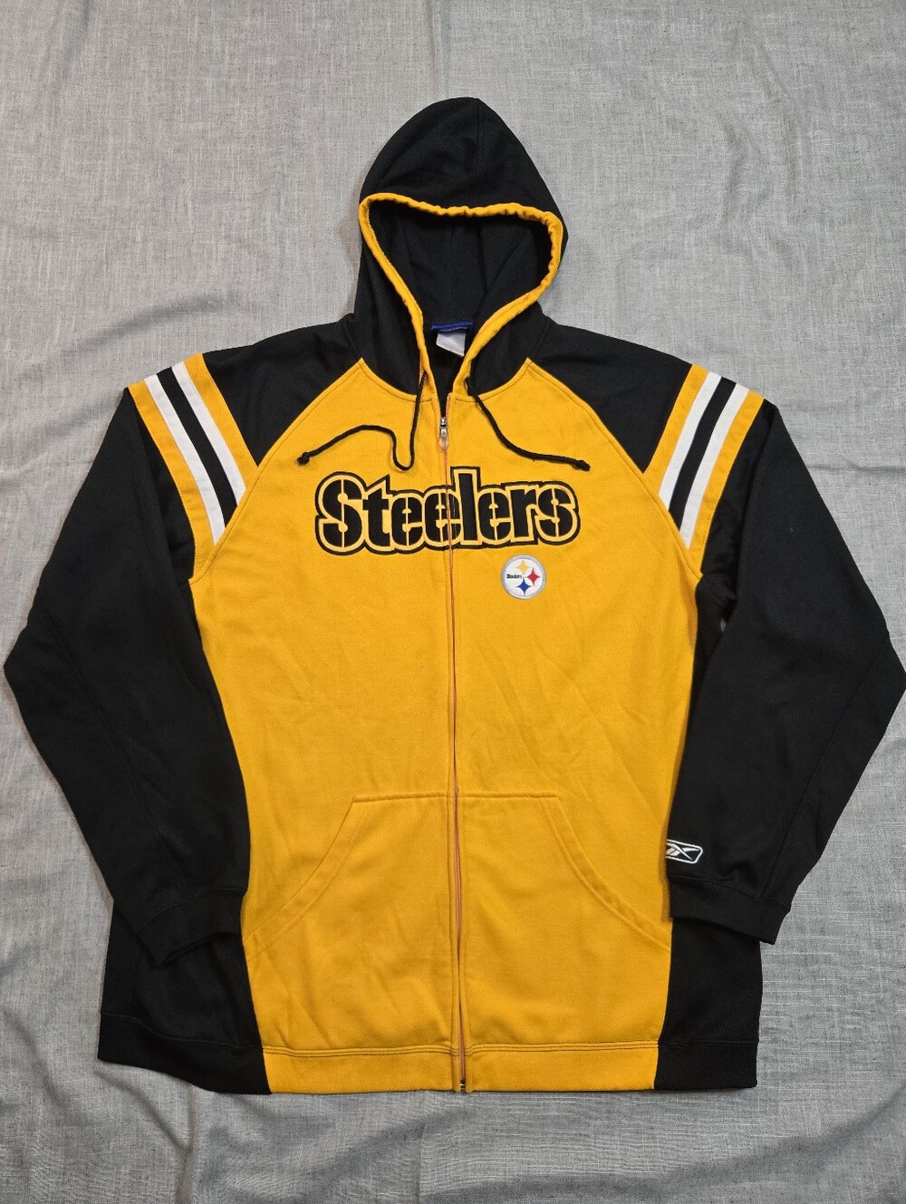 VTG Reebok Pittsburgh Steelers Full Zip Hoodie Sweatshirt Mens XL NFL Y2K